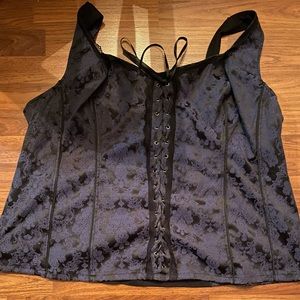 Tripp NYC Black & Blue Floral Lace Up Corset Size 5